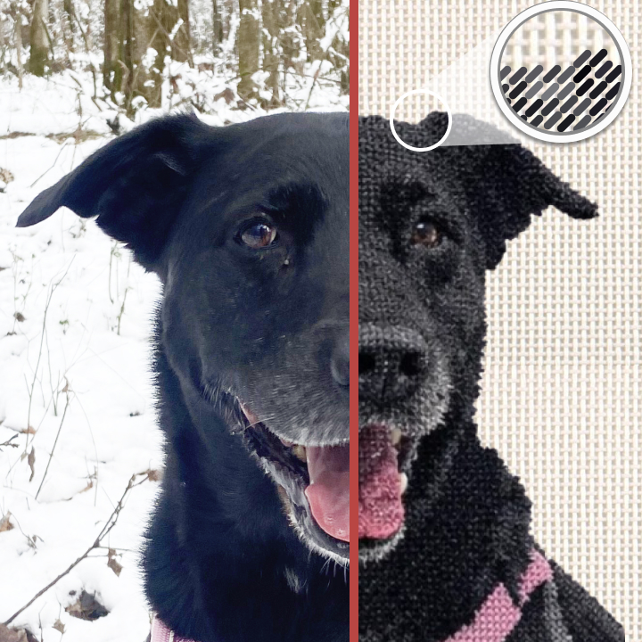 Example custom cross-stitch pattern from photo